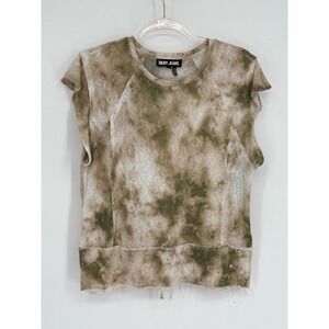 DKNY Jeans Womens Medium Tie Dye Raw Edge Sleeveless T-Shirt Top